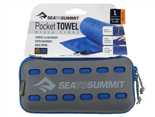 Sea To Summit Pocket Towel Large 120x60 cm Turhåndkle, BLÅ