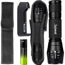 Kraftig 1200 lumen XML-T6 LED-lommelykt med praktisk oppbevaringshylster