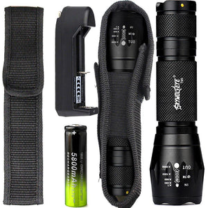 Kraftig 1200 lumen XML-T6 LED-lommelykt med praktisk oppbevaringshylster